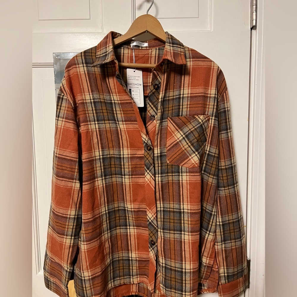 orange and brown flannel